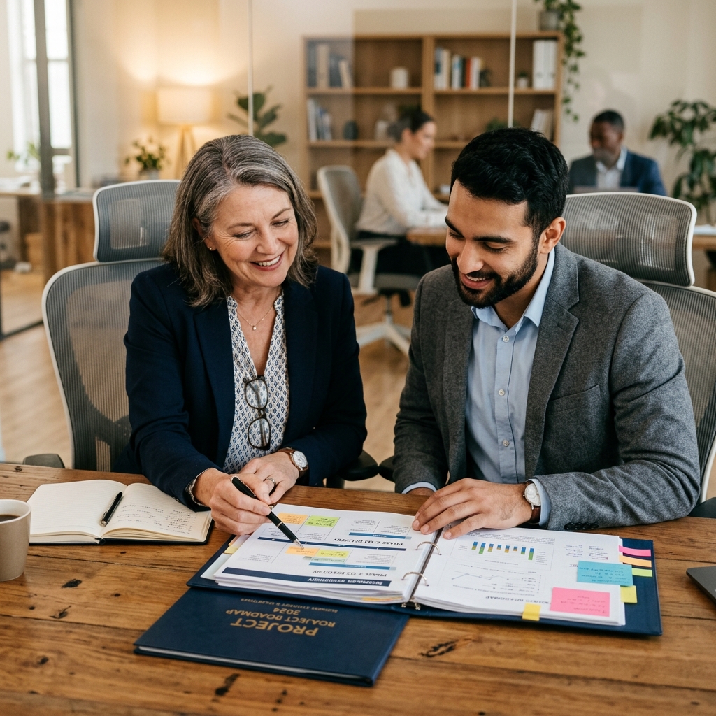 Online mentoring session on Microsoft Teams with a project manager