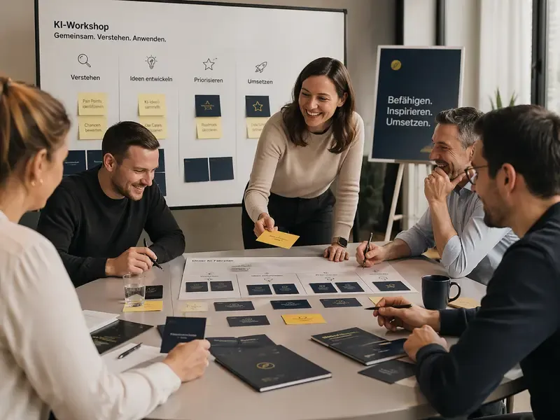 KI-Workshop mit Führungskräften am Tisch